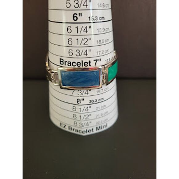 Vintage Five Panel Bracelet Silver Tone with Pearlized Enamel Panels Casual 80's - Picture 9 of 9